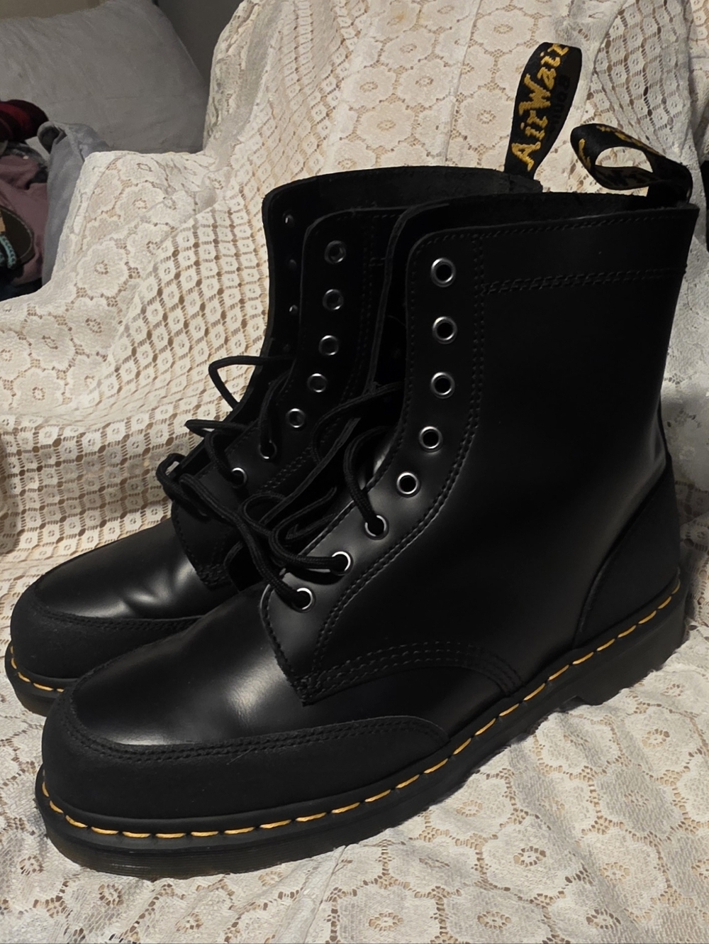 Dr. Martens 1460 Guard Panel Leather Lace-Up Boots in Black - Picture 2 of 8
